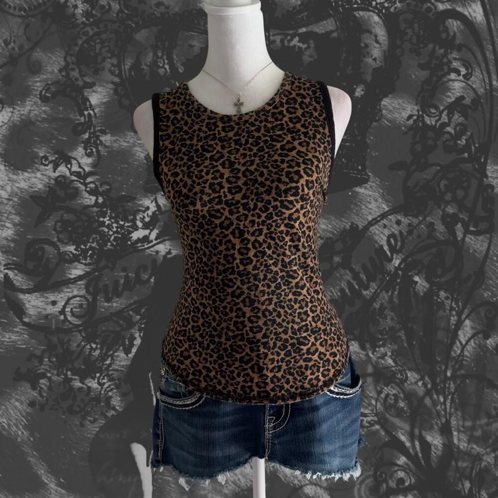 tan brown leopard print fitted dark femme glam tank top